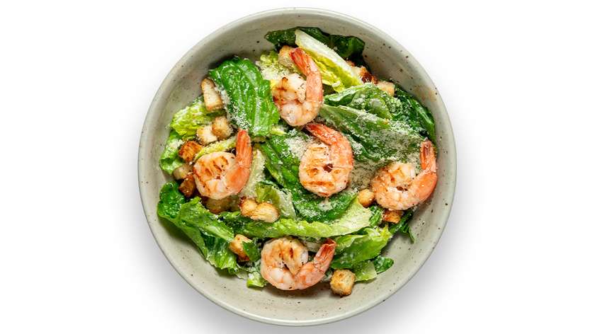 Classic Caesar salad, shrimps