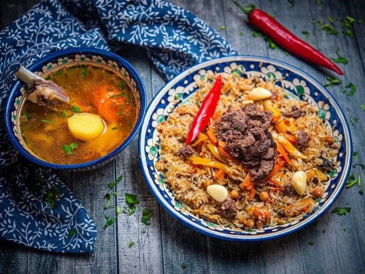 Uzbek Pilaff with lamb + Shurpa with lamb