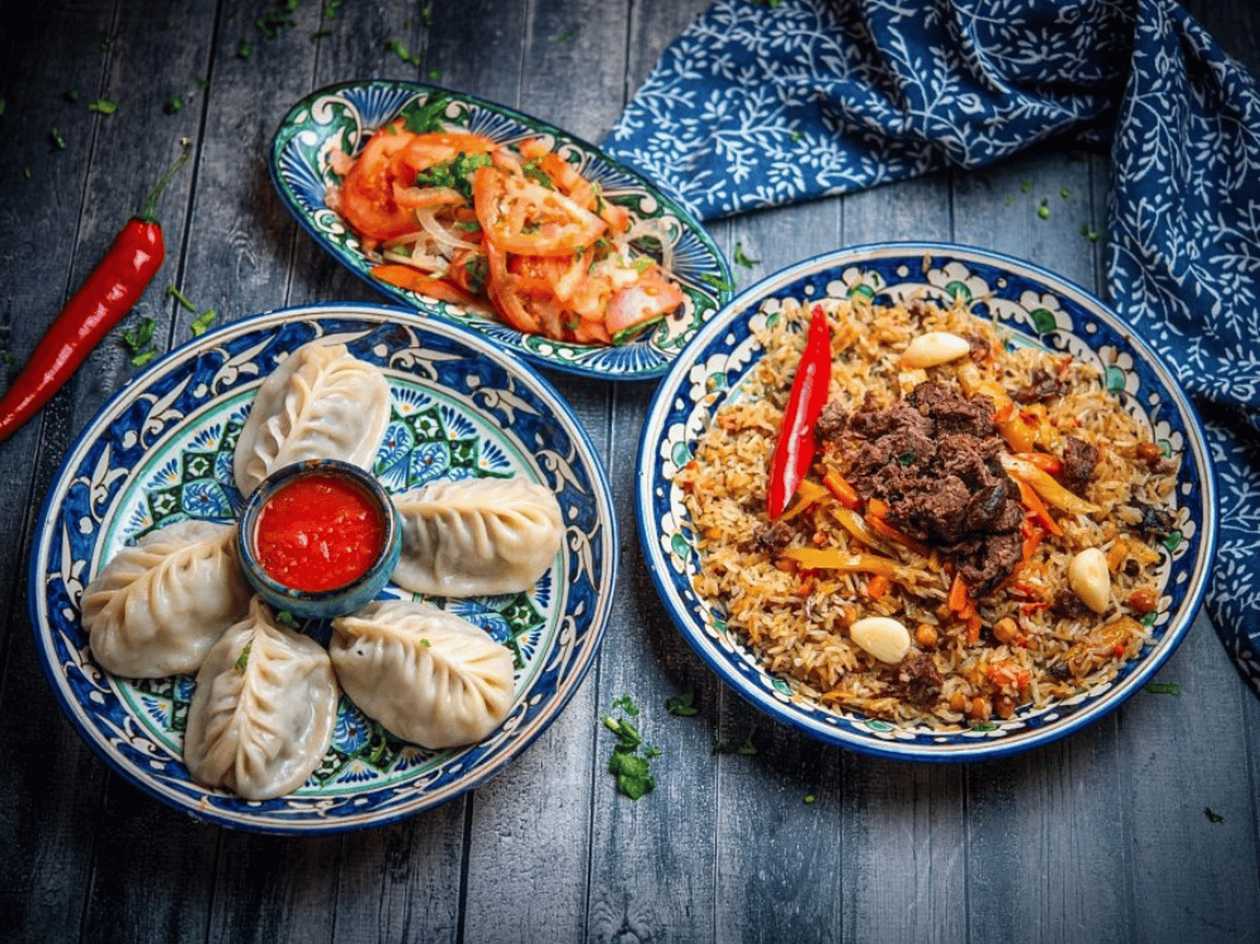 Manty + Uzbek pilaf + Achu-chuk