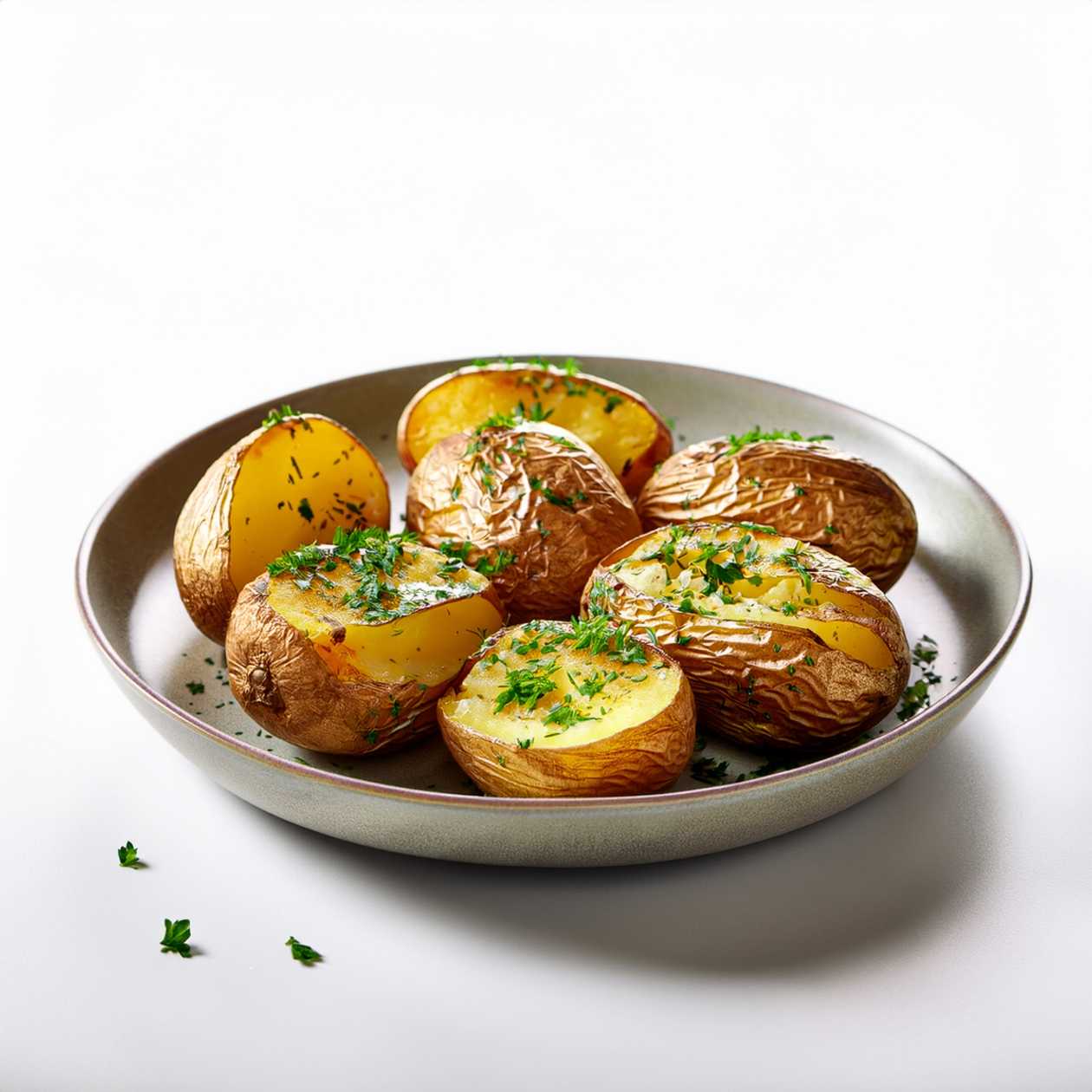 Boiled Potatoes Covered in Butter with Fresh Chives