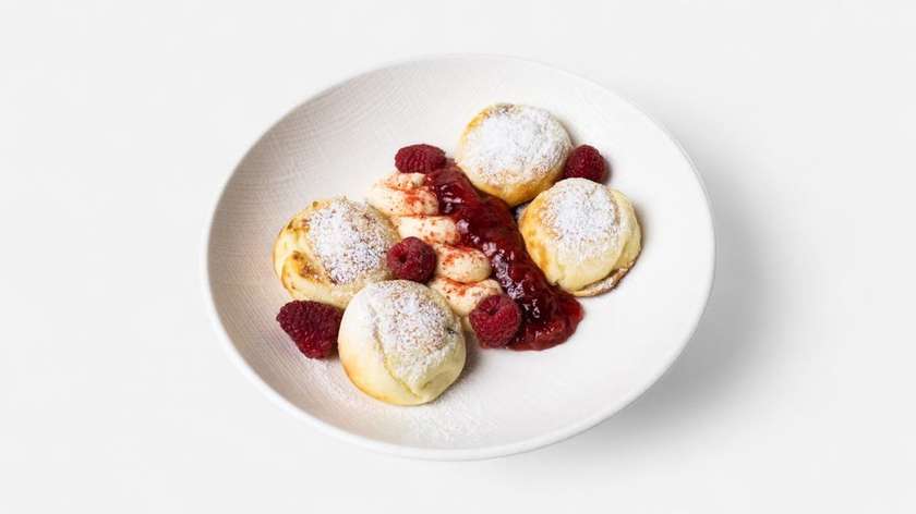 Cottage Cheese Pancakes With Strawberry Compote