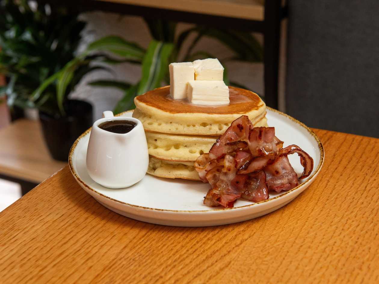 Pancakes with Bacon and Maple Syrup