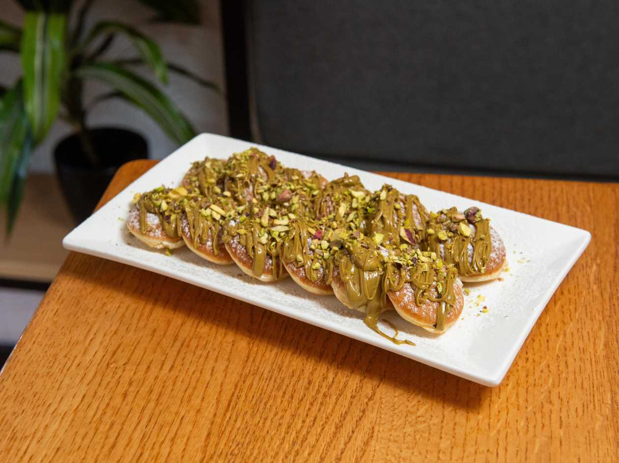 Mini Pancakes with Pistachio Cream