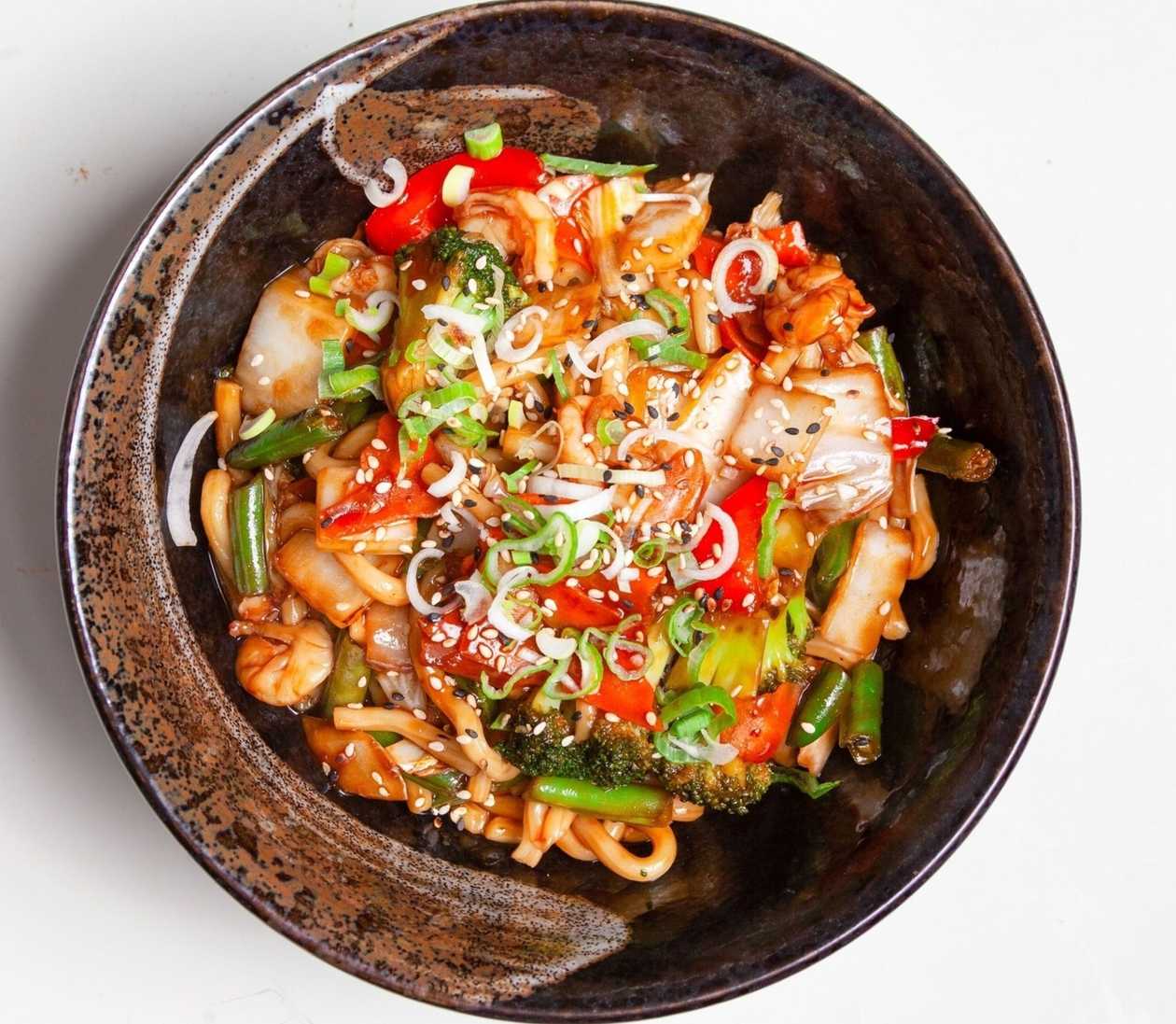 Udon s krevetami