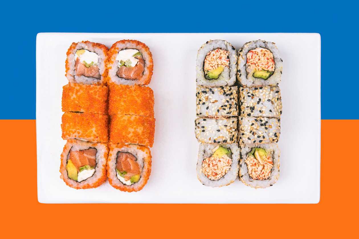 California Roll + California Crab With Sesame Seeds