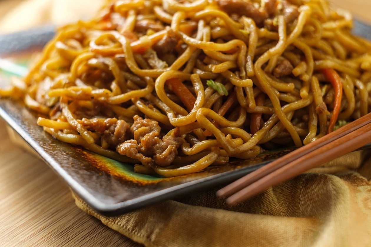 Spaghetti with sausage gizzard egg sardine conned beef veggies