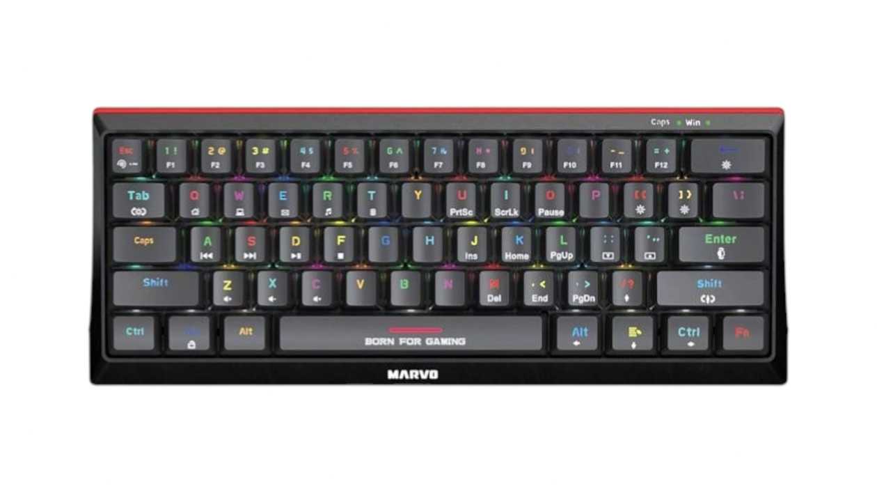 Drôtová klávesnica mechanická Marvo HECATE 61B US layout čierna s RGB podsvietením