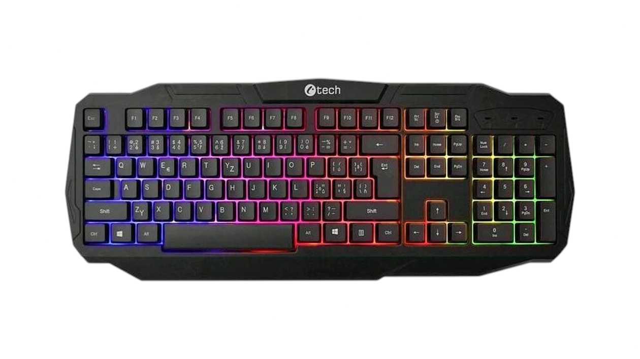 Drôtová klávesnica C-TECH Arcus GKB-15 CZ- SK layout čierna s RGB podsvietením