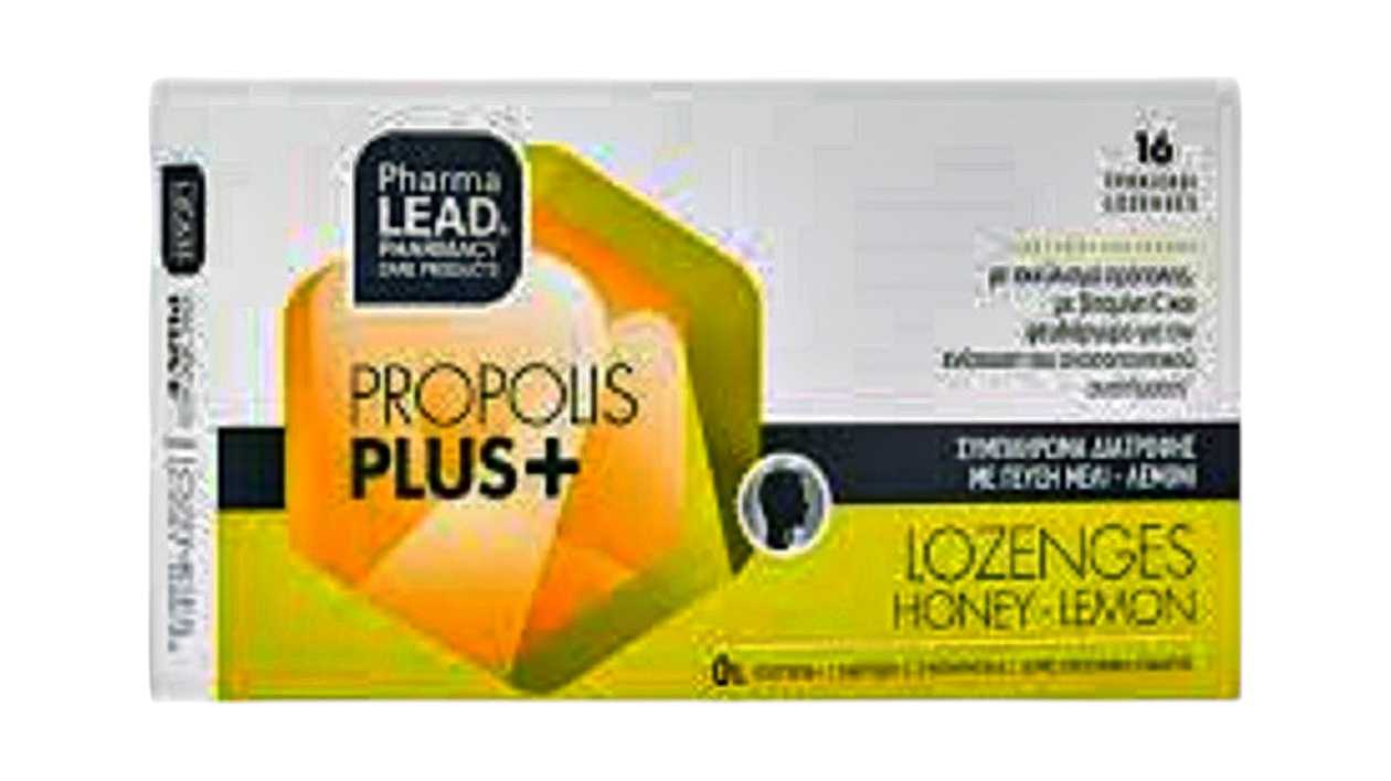 Pharmalead Propolis Plus+ Honey-Lemon, 16 lozenges