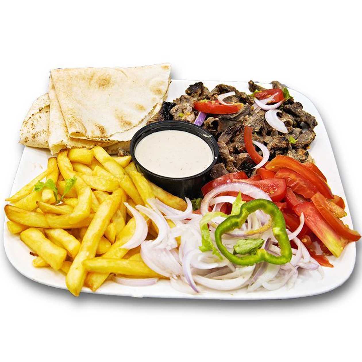 Beef Shawarma Plate with Fried Rice or Chips