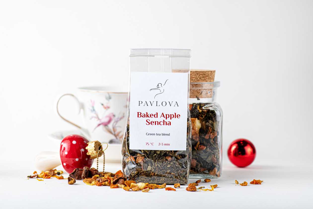 Pavlova küpsetatud õuna sencha tee