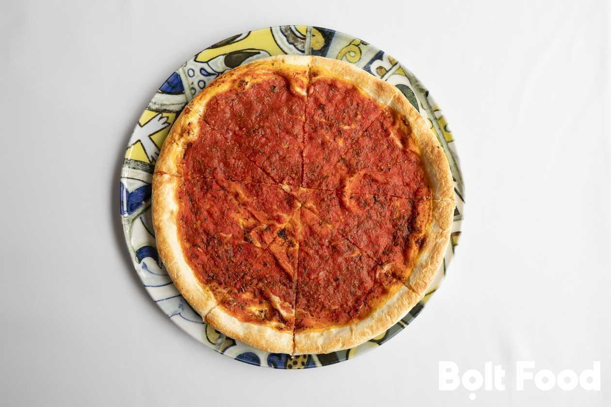Pizza bread with garlic and tomato sauce
