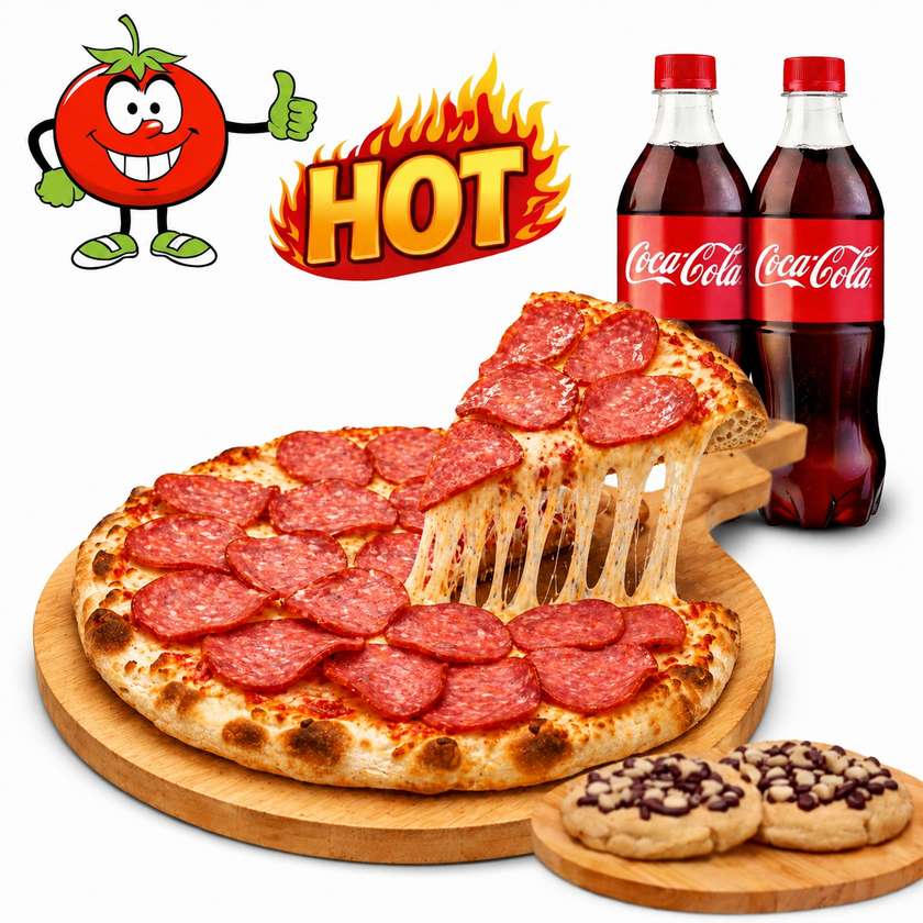 Pizza 35 sm + 2 pcs Coca-Cola 500 ml + 2 pcs Chocolate Pizza