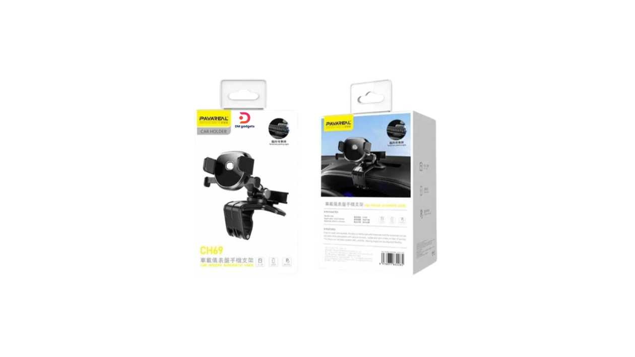 #117FF#Pavareal®CH69 Multi-Purpose Car Dashboard Mount with Parking Indicator, Automatic Lock –Black