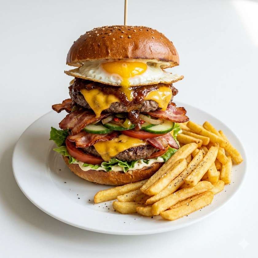 Double Old Mississippi Burger with Fries