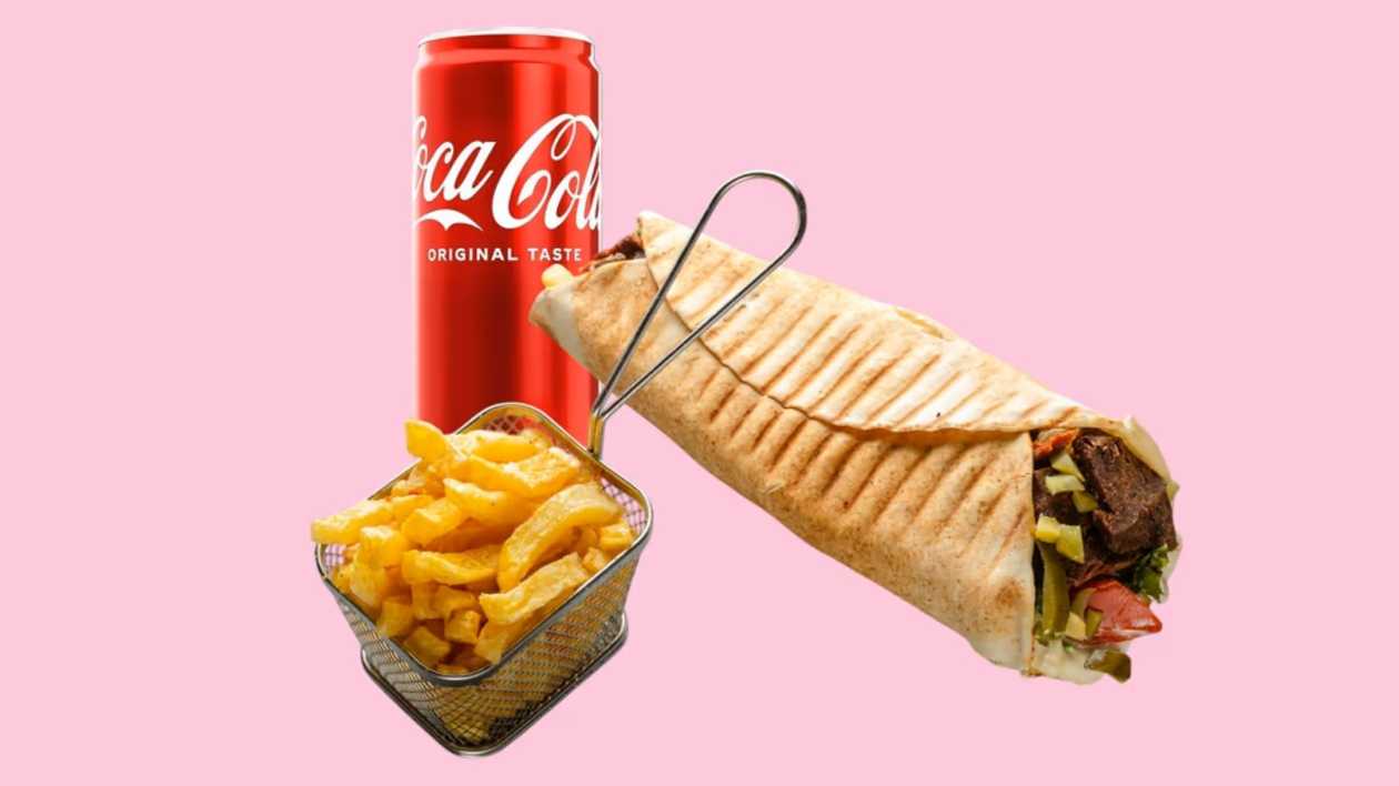 Комбо Меню Телешки Дюнер Xl + Пържени Картофи + Coca Cola 330мл