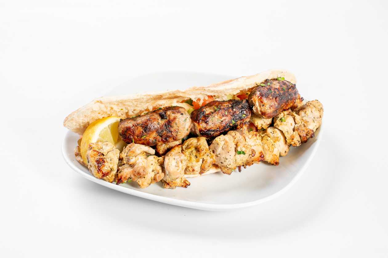 Chicken Souvlaki And Sheftalia Cypriot Pita