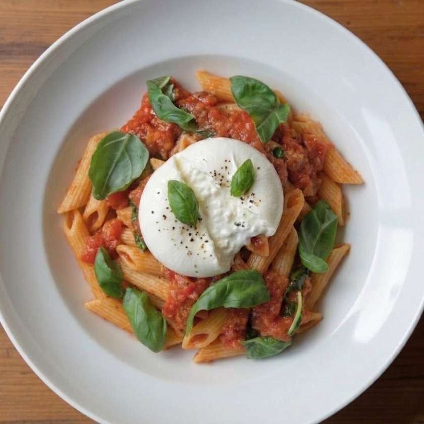 Penne al pomodoro con burrata