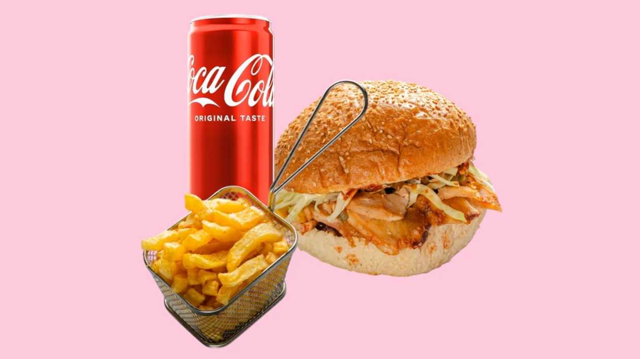 Комбо Меню Пилешки Бургер + Пържени Картофи + Coca Cola 330мл = 5%