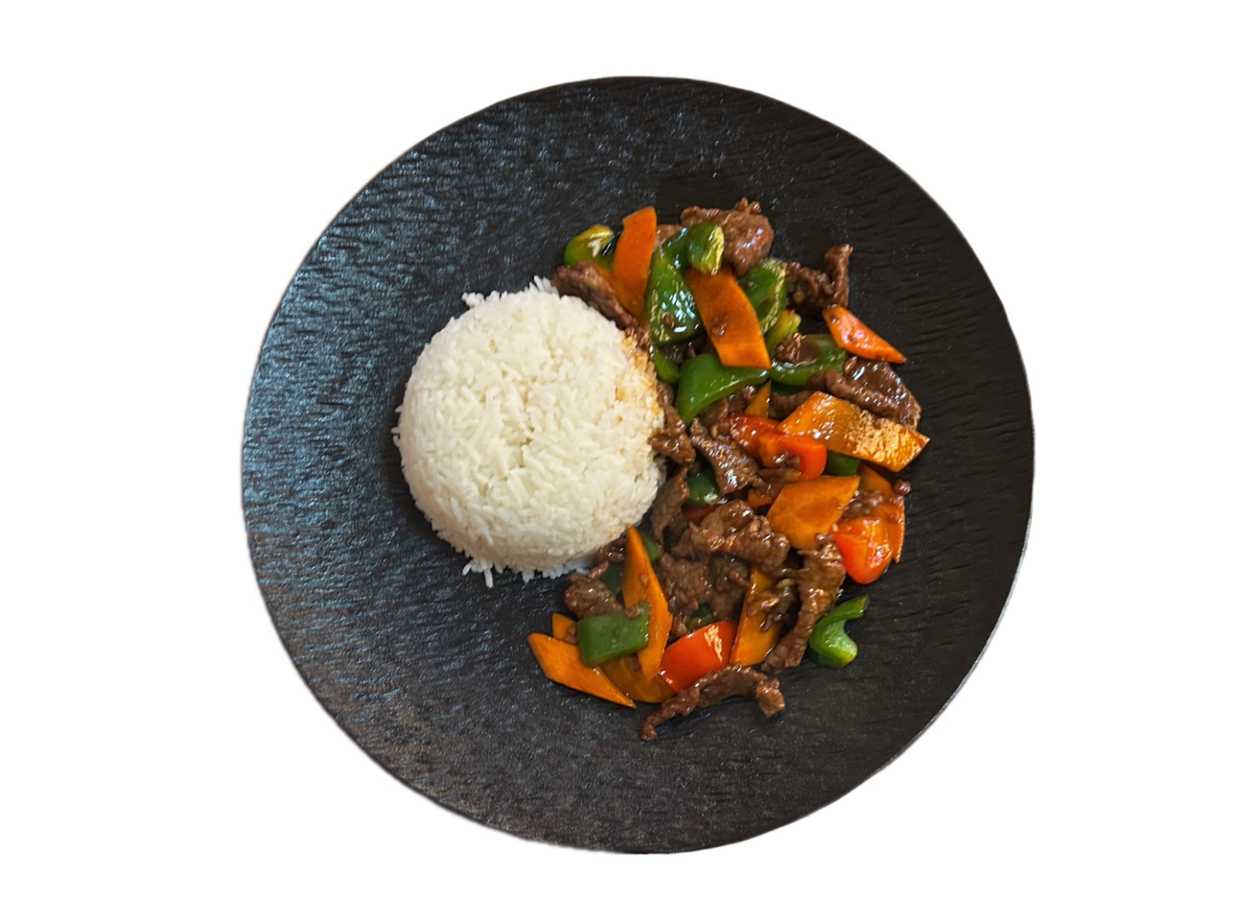 Beef with Bell Peppers with Rice