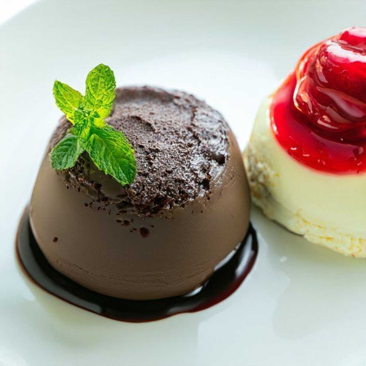 Chocolate Souffle with Vanilla Ice Cream