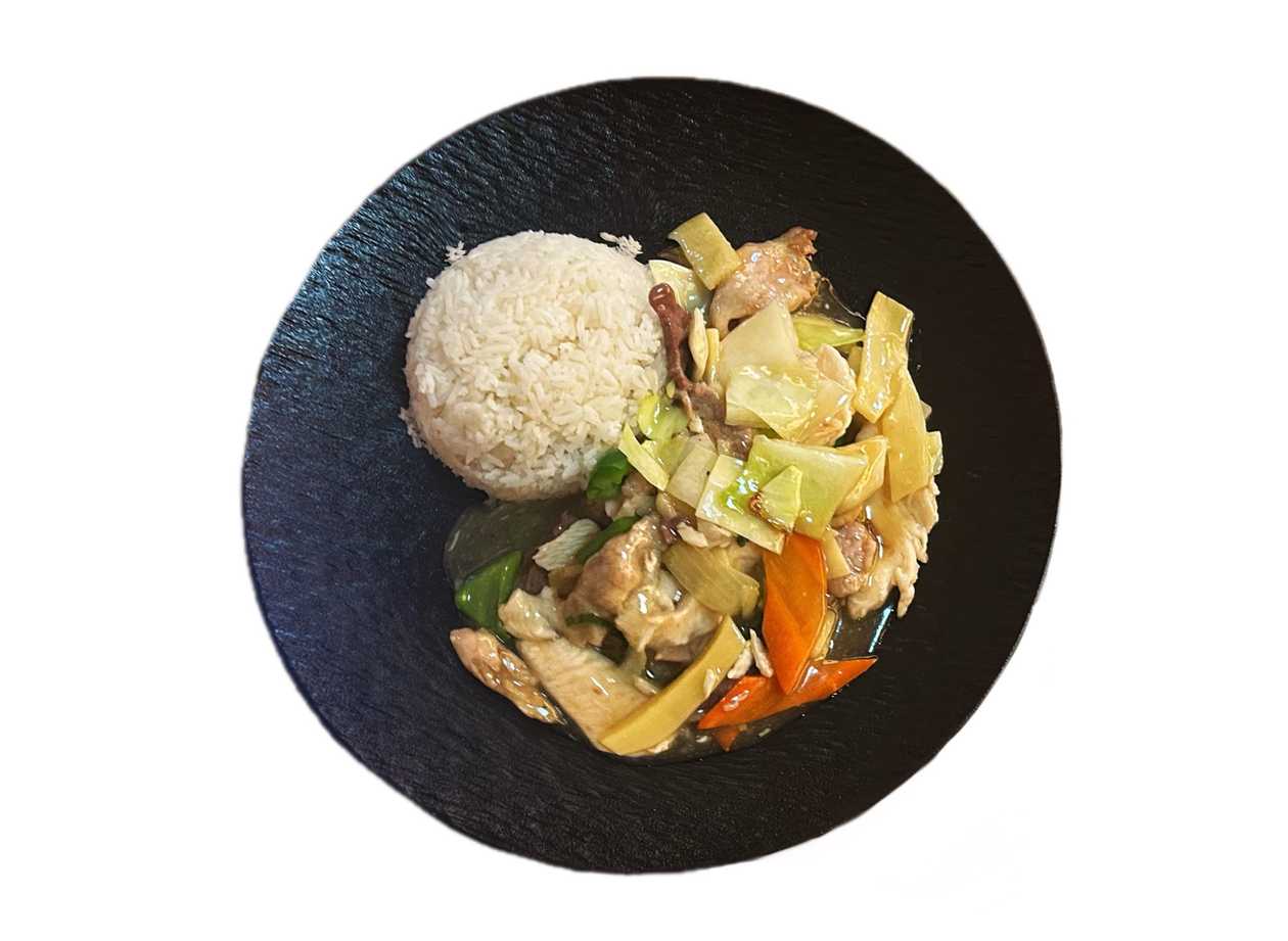 Chicken Three Flavors with Rice