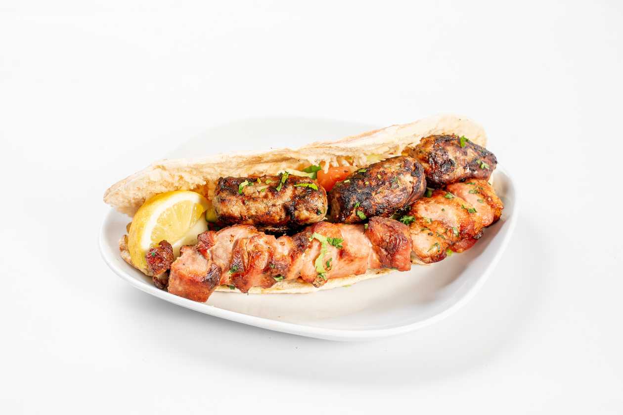 Souvlaki Mix Bacon Cypriot Pita
