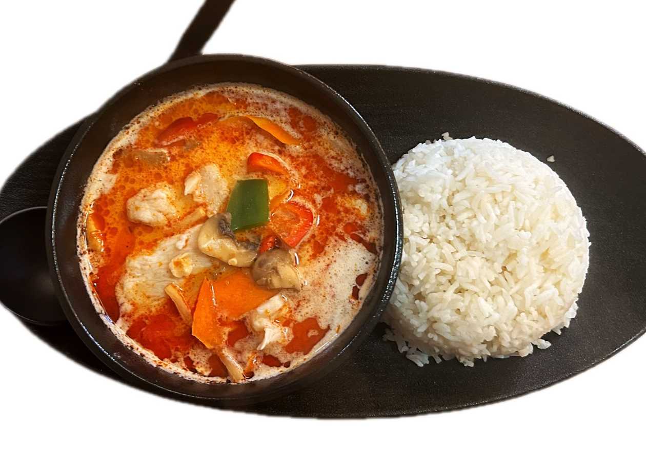 Thai Style Red Curry Duck with Coconut Soup and Rice (12)