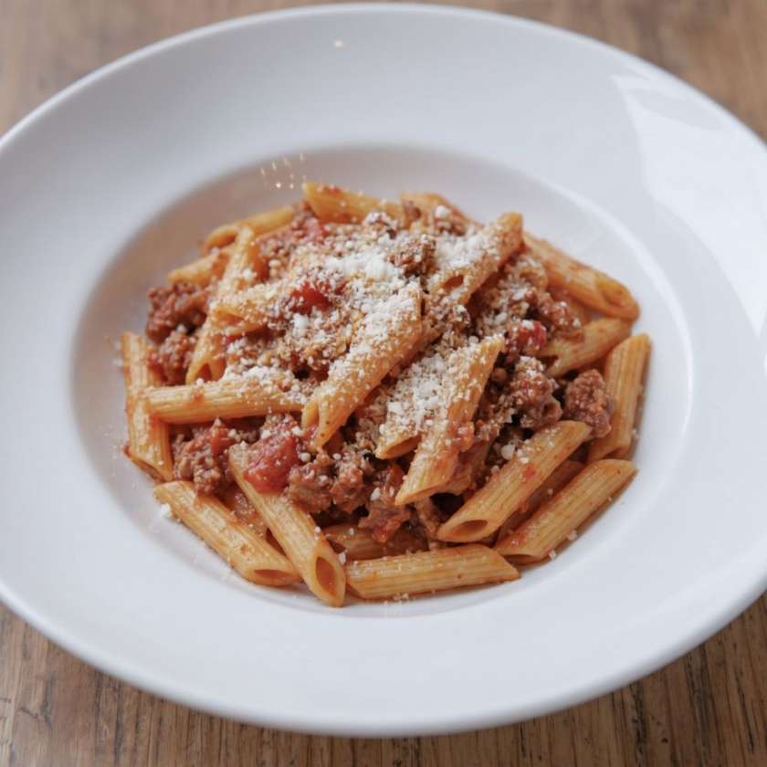 831. Penne alla bolognese