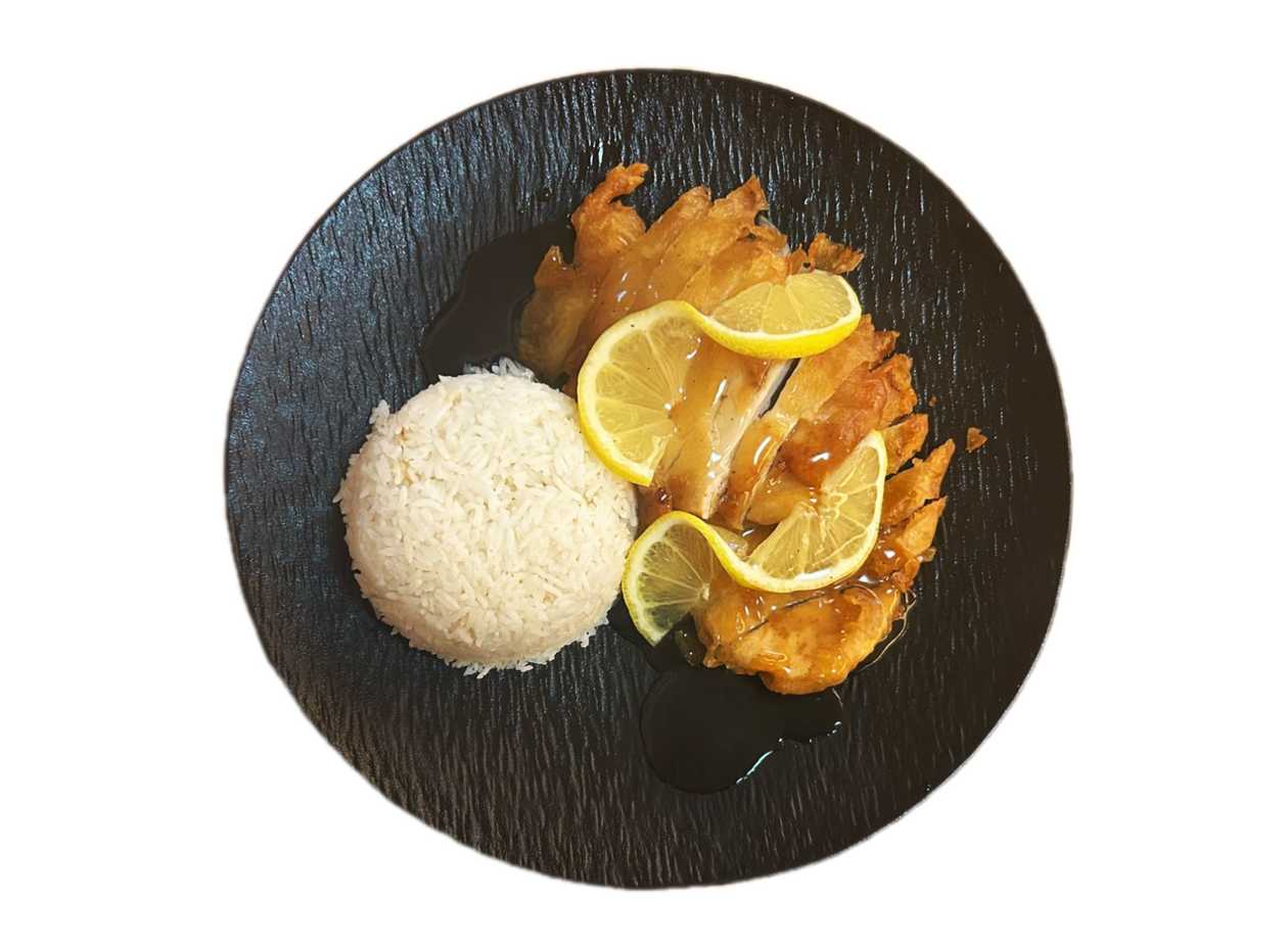 Fried Chicken with Lemon Sauce and Rice (1)