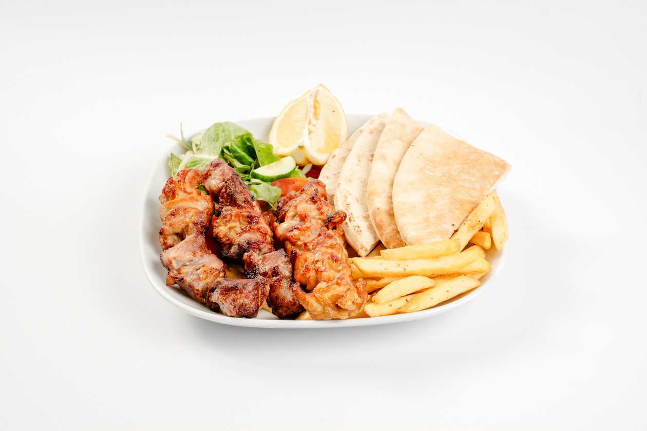 Pork And Chicken Souvlaki Portion