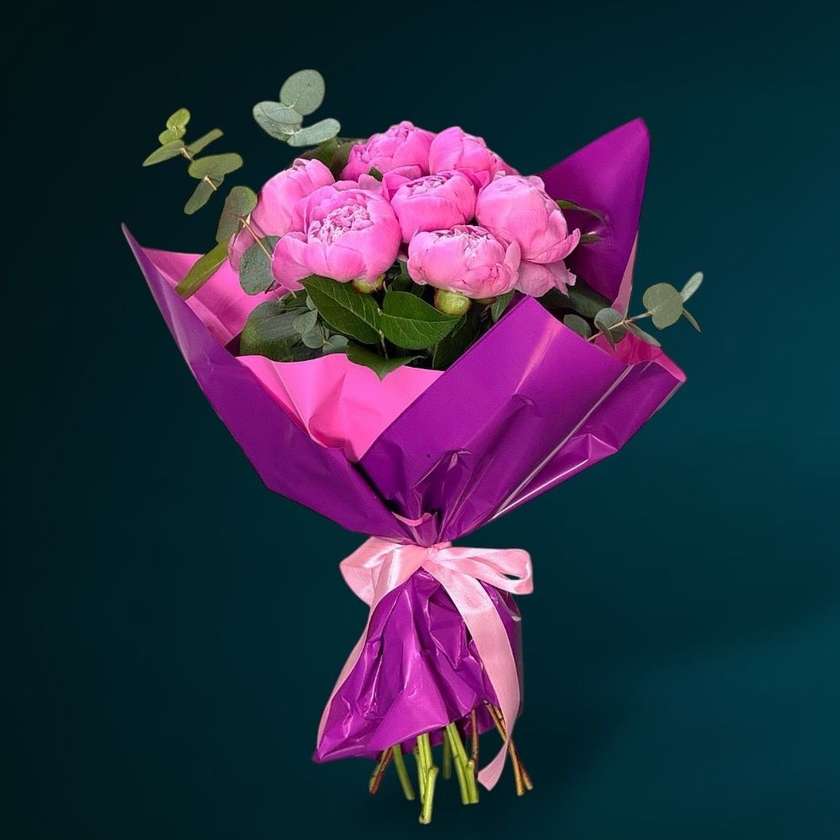 Bouquet of 7 Pink Peonies