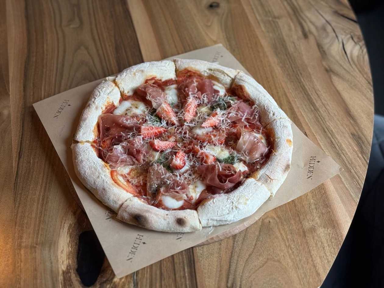 Pizza with Ham and Strawberries