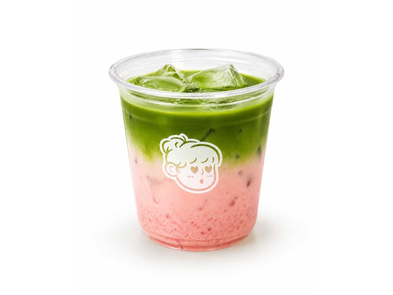 ICED MATCHA LATTE STRAWBERRY! 🍓