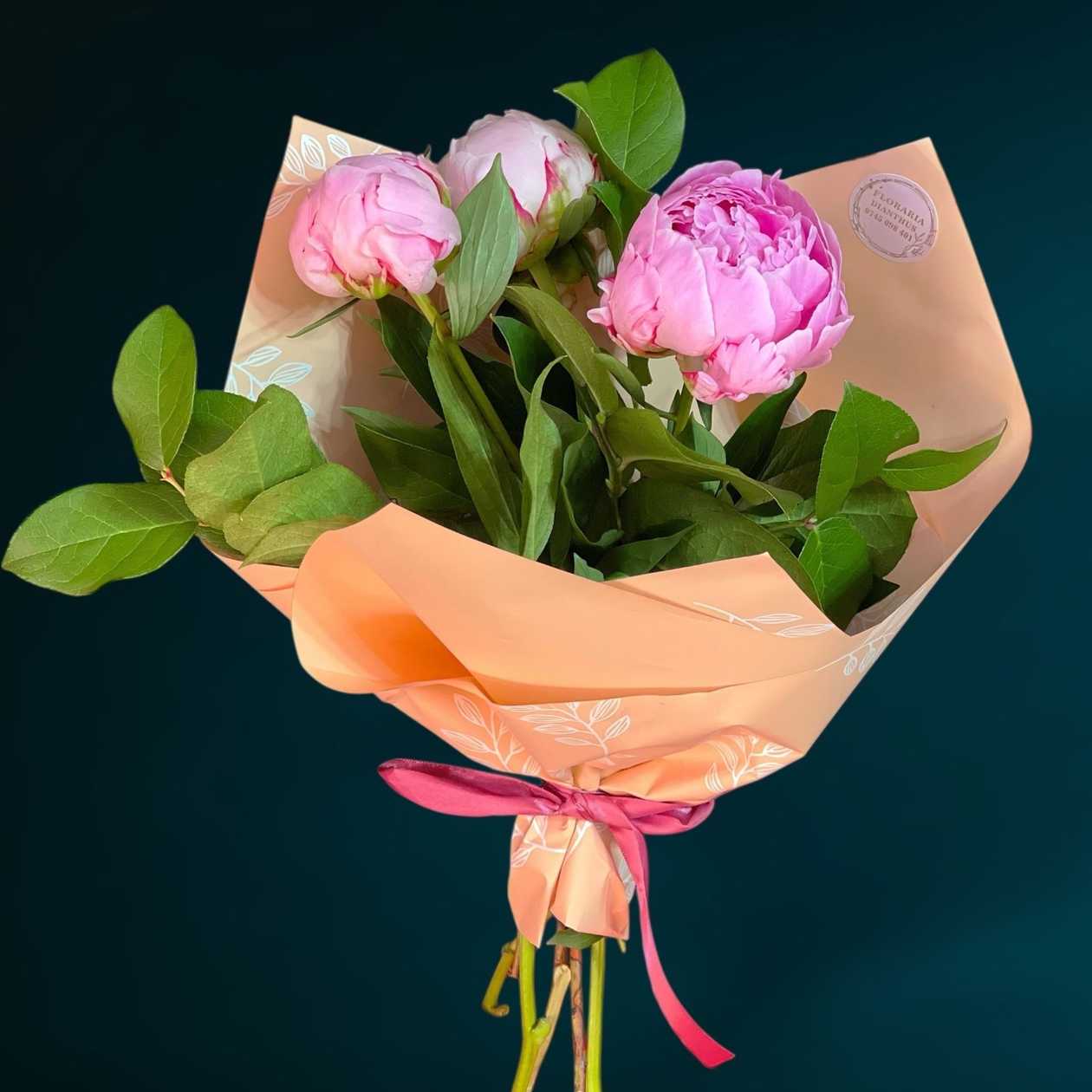 Bouquet of 3 Pink Peonies