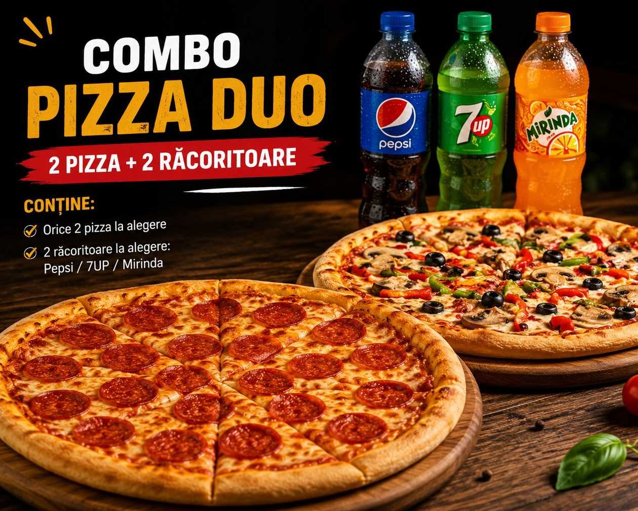 Combo Pizza Duo 2 Pizza + 2 Racoritoare
