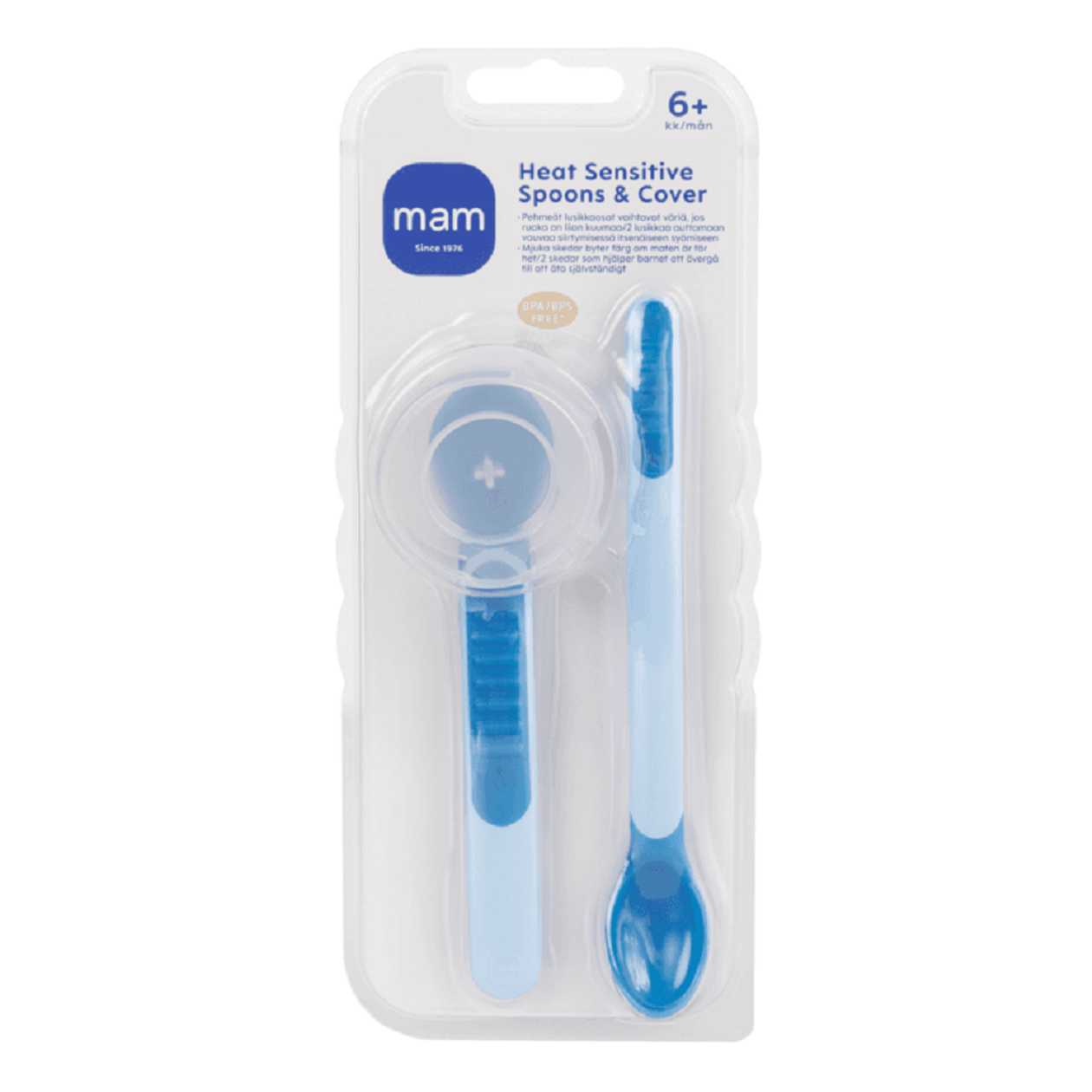 Mam Heat Sensitive Spoon & Cover 6M+ Purple-Blue Color