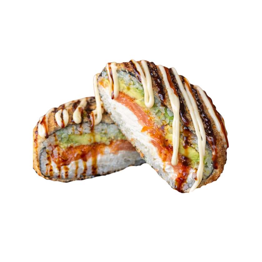 Sushi burger with salmon