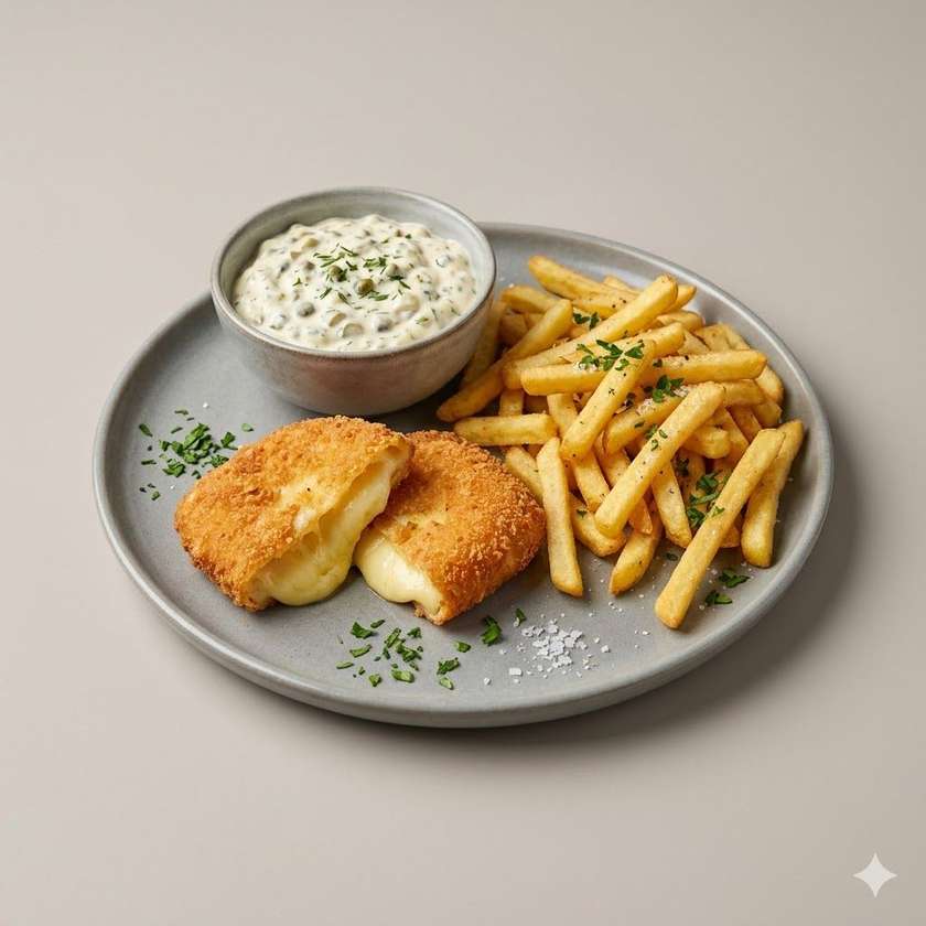 Fried Oštiepok Cheese, French Fries, Tartar Sauce 150g