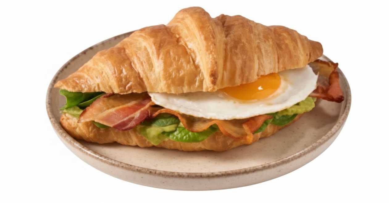 Croissant with Egg and Bacon