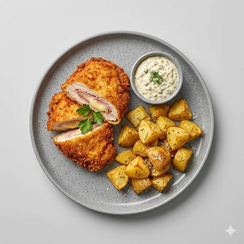 Menu 3: Fried Chicken Cordon Bleu, Roasted Potatoes, Tartar Sauce