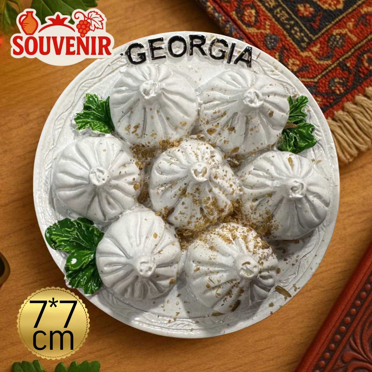 Magnet souvenir Georgia (Khinkali) white (p)