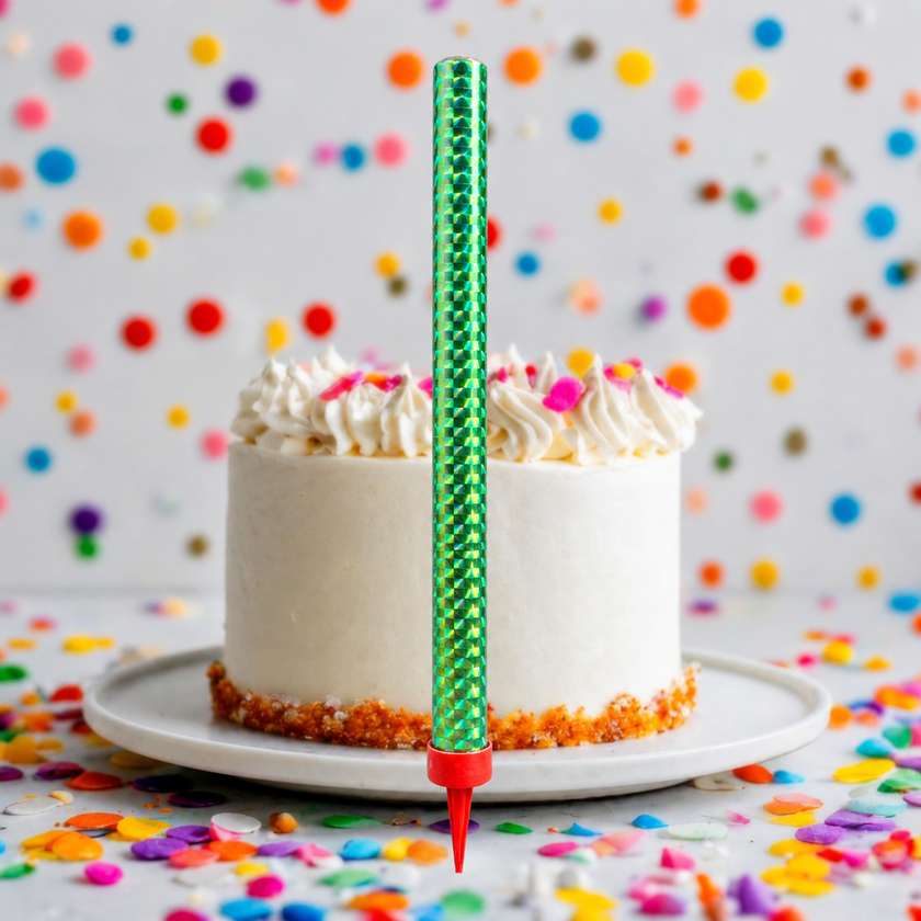 Cake sparkler (green) 1 pcs