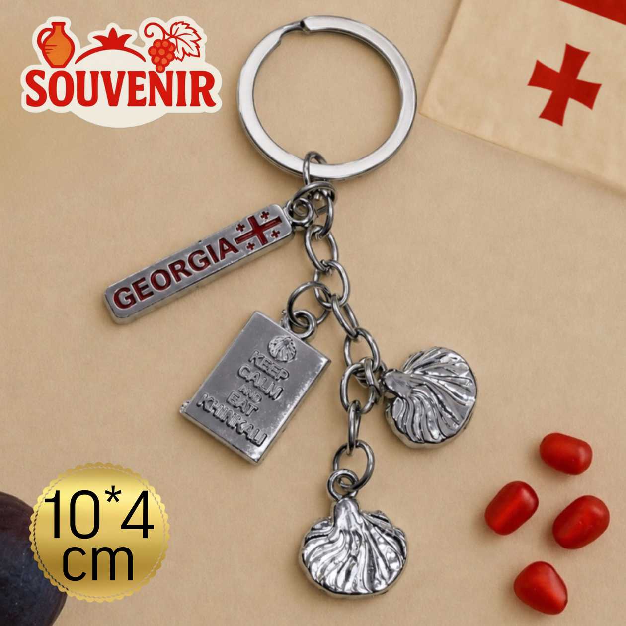 Keychain souvenir (Keep Calm and eat Khinkali)