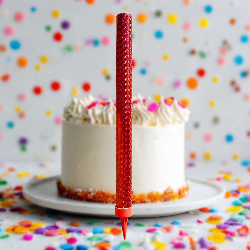 Cake sparkler (red) 1 pcs