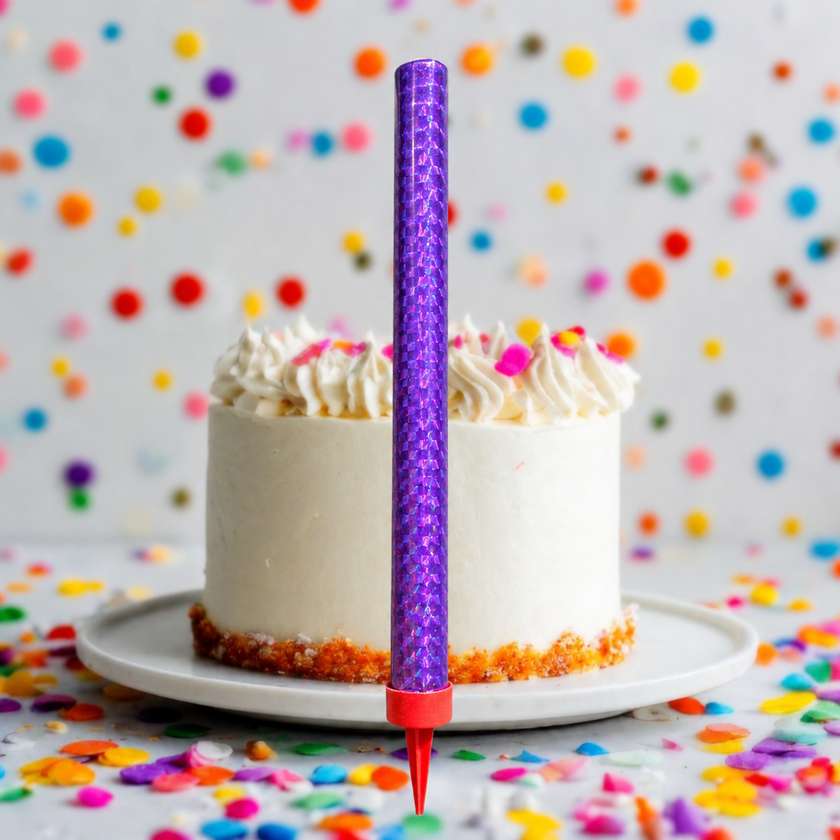 Cake sparkler (purple) 1 pcs