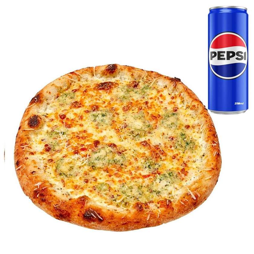 Pizza Quattro Formaggi + ketchup+suc doza 250ml