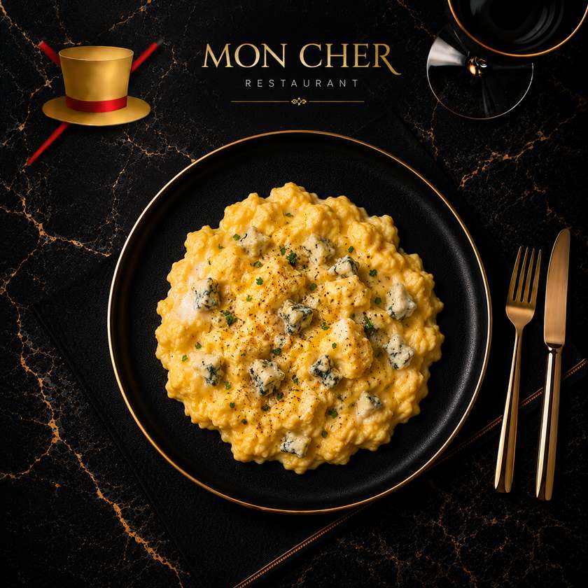 Oua Scrambled cu Gorgonzola 200 Gr.