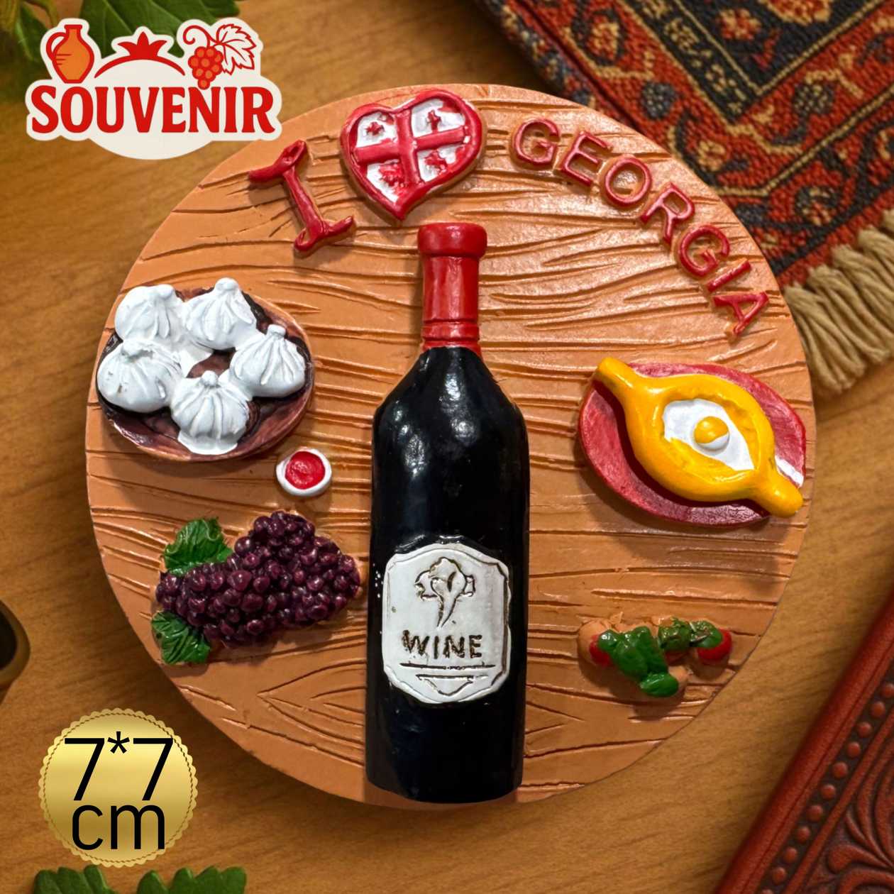 Magnet souvenir Georgia (Khinkali, Wine)