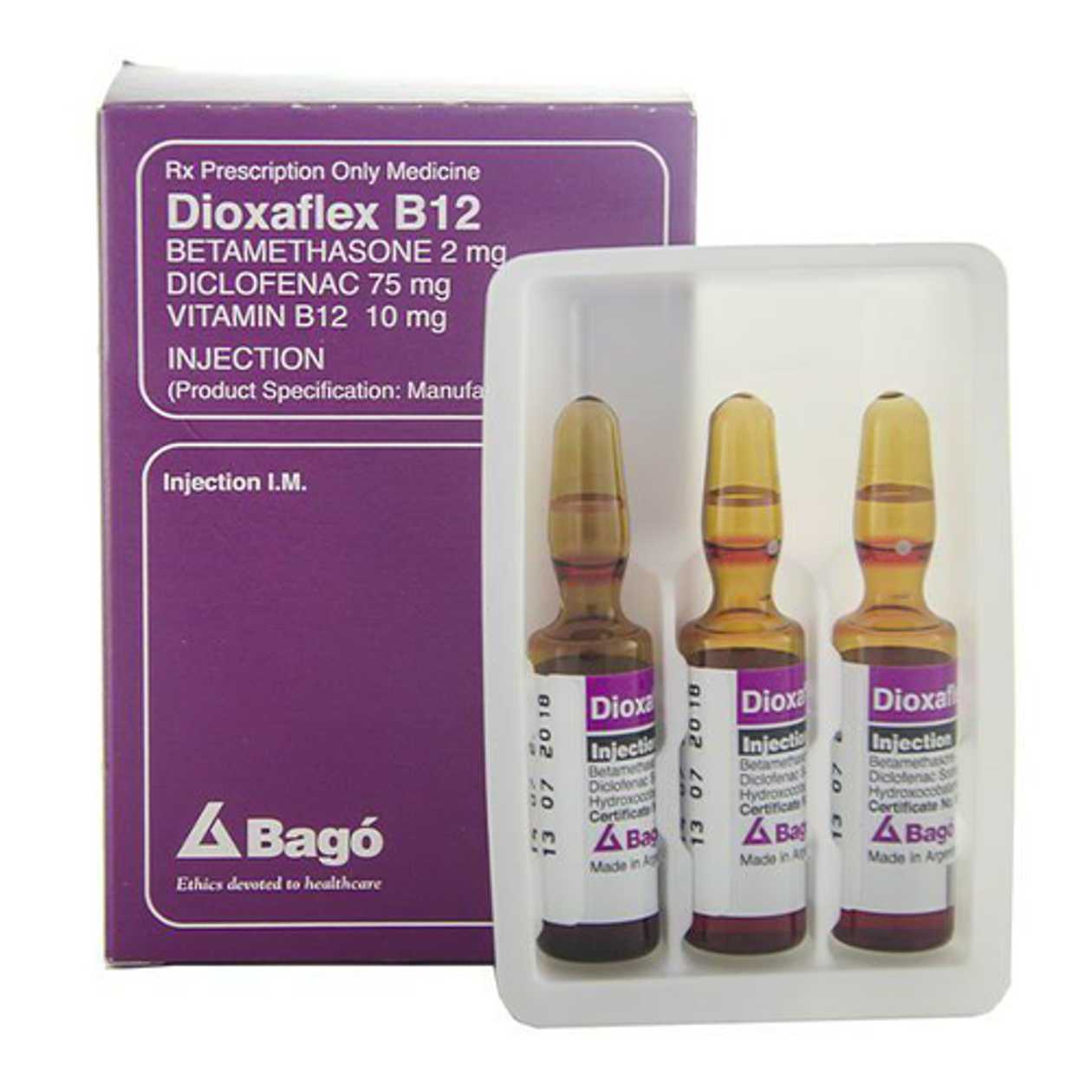 Dioxaflex B-12 Injection Solution (75mg + 2mg + 10mg) / 3ml Ampoule #6